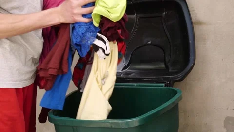 Textile municipal solid waste. Synthetic fibers waste. The fashion industry's Stock Footage 272391873