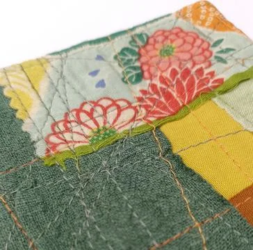 Textile patchwork coaster handmade detail Foto stock
