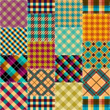 Textile patchwork plaid pattern. Seamless Vector image. Khaki colors. Stock Illustration