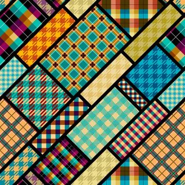 Textile patchwork plaid pattern. Seamless Vector image. Khaki colors. Stockillustratie