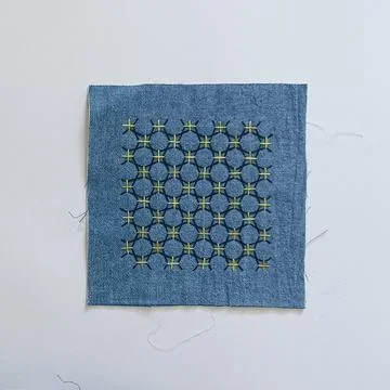 Textile pattern created with sashiko stitching Stock Photos