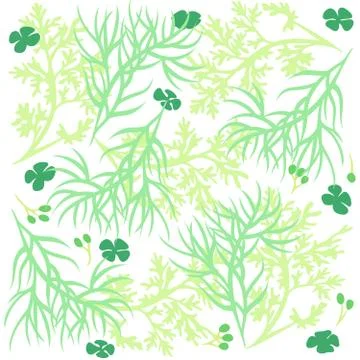 Textile Pattern Fern Clover Stock Illustration