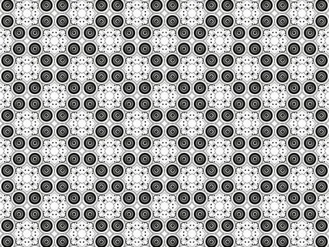 Textile pattern with identical black circles on white background Stock Illustration