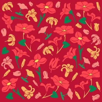Textile Pattern Maroon Nuance Floral Stock Illustration