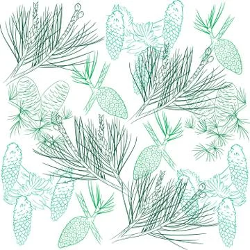 Textile Pattern Pine Fruit Stock Illustration