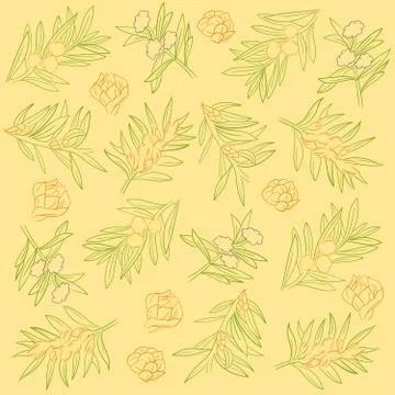 Textile Pattern Pine Leaves Stock Illustration