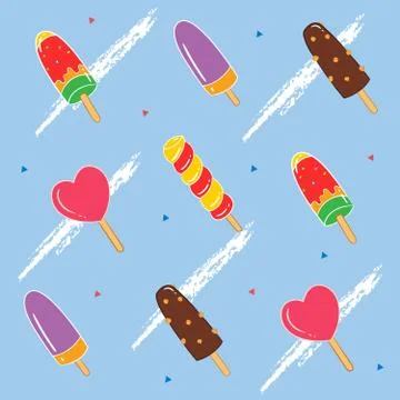Textile Pattern Popsicle Vector Illustration Stock Illustration