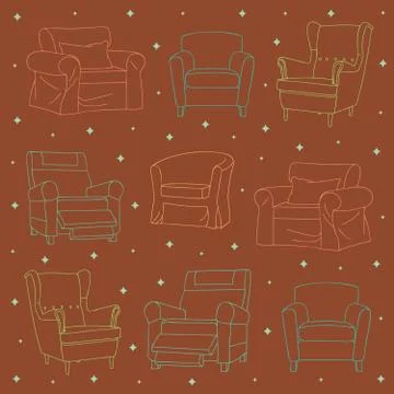 Textile Pattern Sofa Vector Stock Stock Illustration