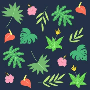 Textile Pattern Tropical Leaves Stock Illustration