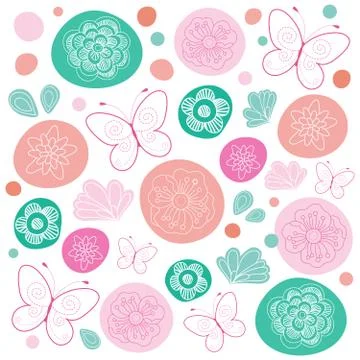 Textile Pattern Vibrant Flowers Stock Illustration
