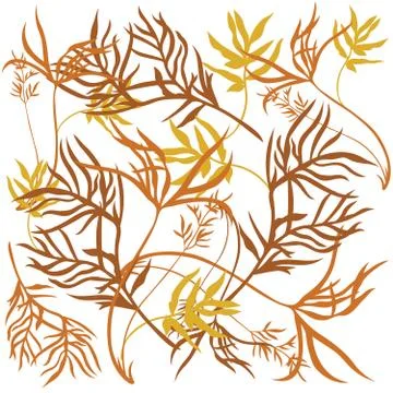 Textile Pattern Vintage Brown Plants Stock Illustration