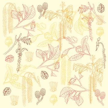 Textile Pattern The Vintage Plants Stock Illustration