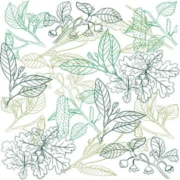 Textile Pattern Vintage Plants Stock Illustration