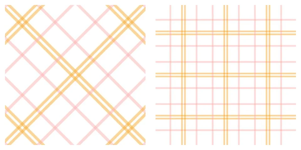 Textile patterns with pink and yellow plaid designs Stock Illustration