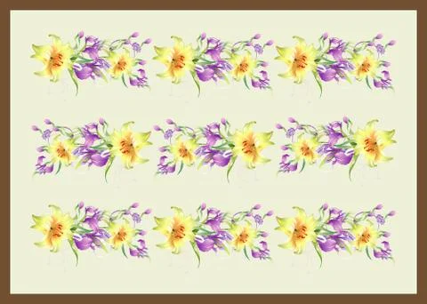 Textile Print Manually Illustrated Artwork Stock Illustration