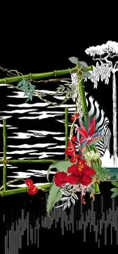 Textile Print Manually Illustrated Artwork Illustrazione stock