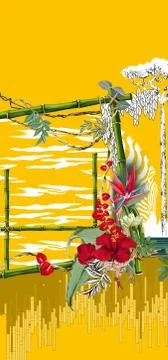 Textile Print Manually Illustrated Artwork Stock Illustration