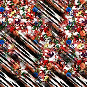 Textile printing patterns, combination fabric designs Stock Illustration