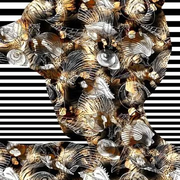 Textile printing patterns, combination fabric designs Illustrazione stock