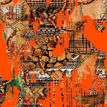 Textile printing patterns, combination fabric designs Illustrazione stock