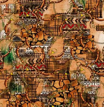 Textile printing patterns, combination fabric designs イラスト素材