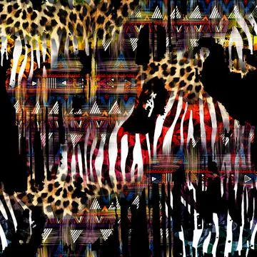 Textile printing patterns, combination fabric designs Illustrazione stock