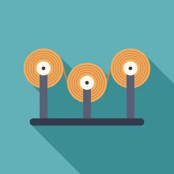 Textile production line processing raw materials in a factory Stock Illustration