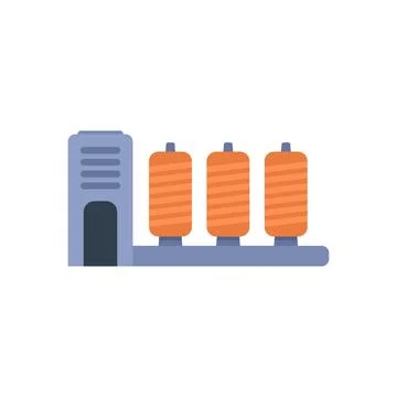 Textile production line processing raw materials into thread Stock Illustration