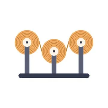 Textile production machine winding threads on spools Stock Illustration