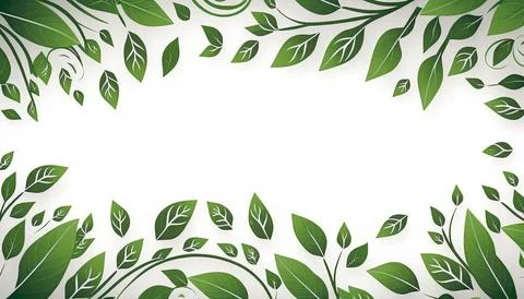 Textile repeat pattern of green leaf frame with white background, vector il.. Illustrazione stock
