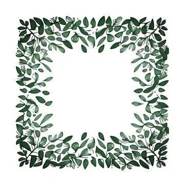 Textile repeat pattern of green leaf frame with white background, vector il.. Illustrazione stock