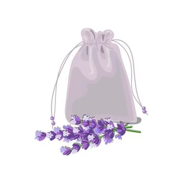 Textile sachet with lavender. Stock Illustration