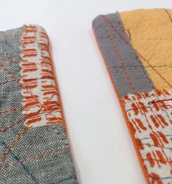 Textile scrap patchwork coaster Stock Photos