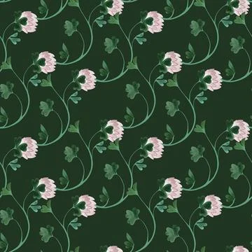 Textile seamless floral pattern with clover flowers and shamrocks in vintage Stock-Illustration