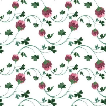 Textile seamless floral pattern with clover flowers and shamrocks in vintage Stock-Illustration