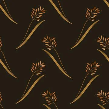 Textile seamless floral pattern with wild grasses and cereals. Design for Stock Illustration