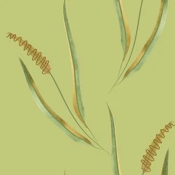 Textile seamless floral pattern with wild grasses and cereals. Design for Stock Illustration