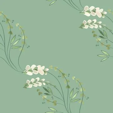 Textile seamless floral pattern with wild grasses and flowers. Design for Stock Illustration