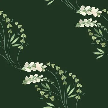 Textile seamless floral pattern with wild grasses and flowers. Design for Stock Illustration