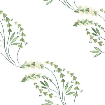 Textile seamless floral pattern with wild grasses and flowers. Design for Stock Illustration