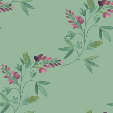 Textile seamless floral pattern with wild grasses and flowers. Design for Stock Illustration