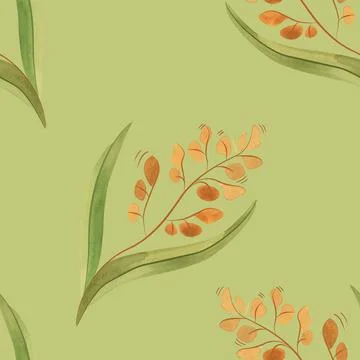 Textile seamless floral pattern with wild grasses and cereals. Design for Stock Illustration