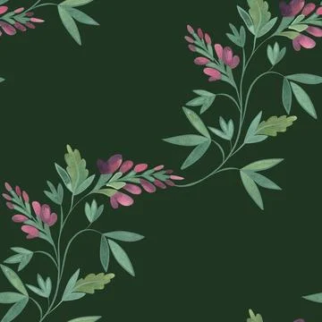 Textile seamless floral pattern with wild grasses and flowers. Design for Stock Illustration