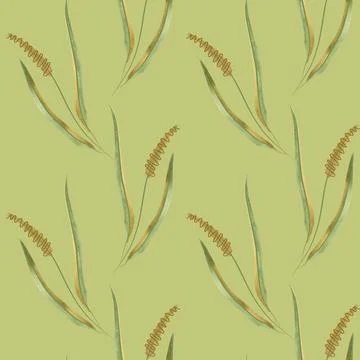 Textile seamless floral pattern with wild grasses and cereals. Design for Stock Illustration