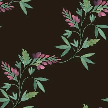 Textile seamless floral pattern with wild grasses and flowers. Design for Stock Illustration
