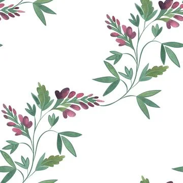 Textile seamless floral pattern with wild grasses and flowers. Design for Stock Illustration