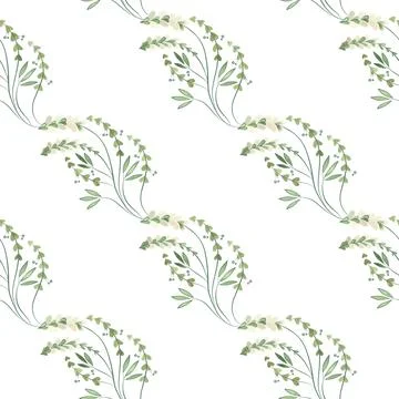 Textile seamless floral pattern with wild grasses and flowers. Design for Stock Illustration