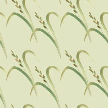 Textile seamless floral pattern with wild grasses and cereals. Design for Stock Illustration