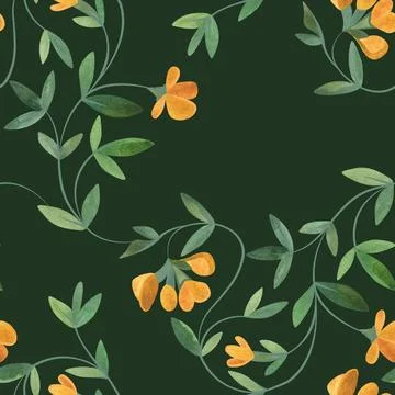 Textile seamless floral pattern with wild grasses and flowers. Design for Stock Illustration