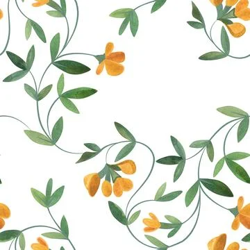 Textile seamless floral pattern with wild grasses and flowers. Design for Stock Illustration
